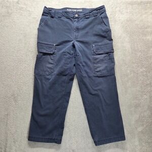 Duluth Trading Pants Mens 38X30 Blue Cargo Straight Flex Fire Hose Canvas